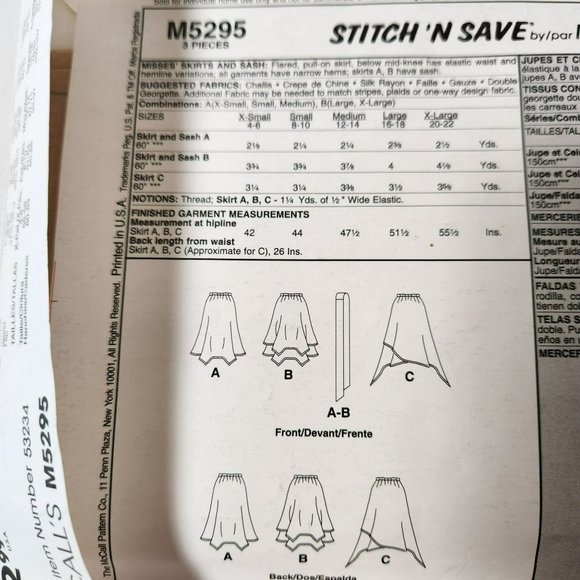 Easy Stitch n Save M5295 McCalls Size A Xsm, Sml, Med Sewing Pattern UNCUT - Picture 8 of 8